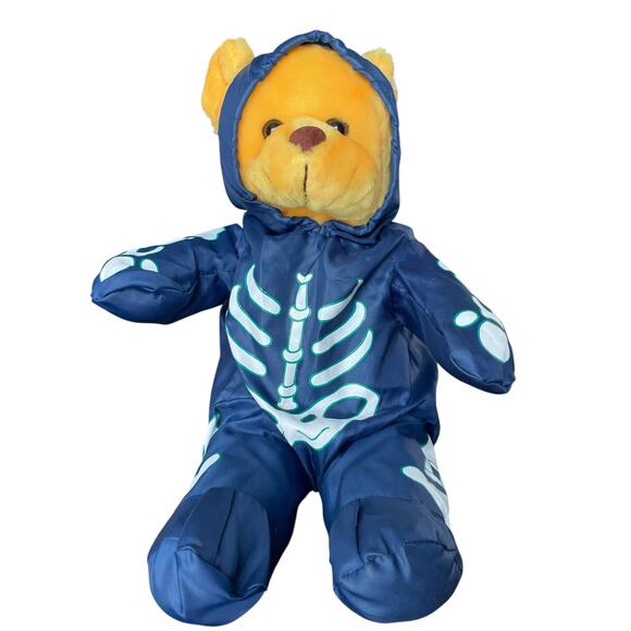 Bear Plush Nylon Parachute Skeleton Costume 11" Vtg 1990 Y2K Stuffed Toy READ - Picture 2 of 16